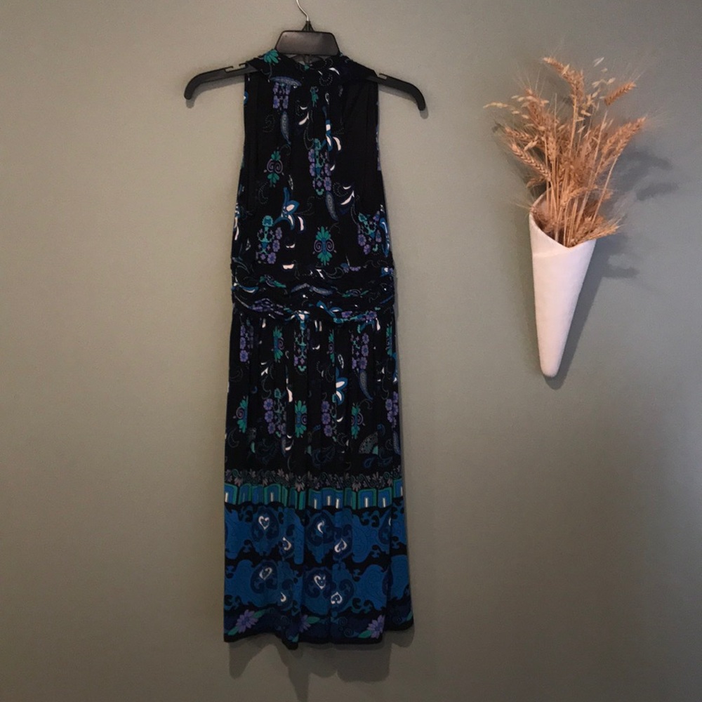 Evan Picone Black, Purple, Green Halter Dress Size 8 - Picture 2 of 7